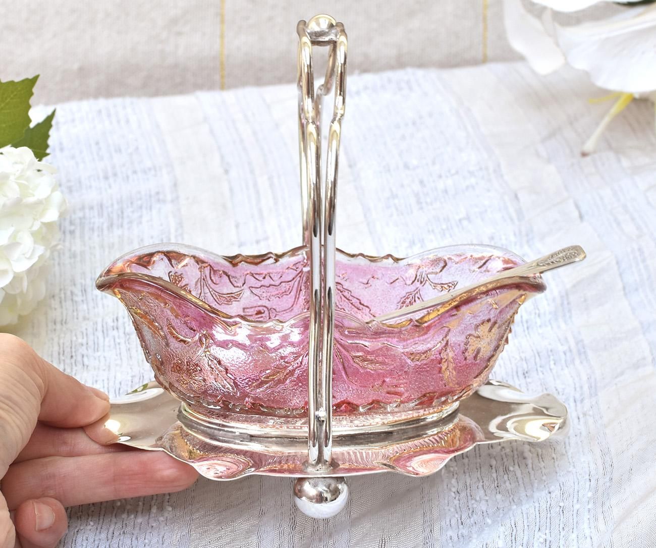 英国アンティーク銀器【シルバープレート】ジャムディッシュ