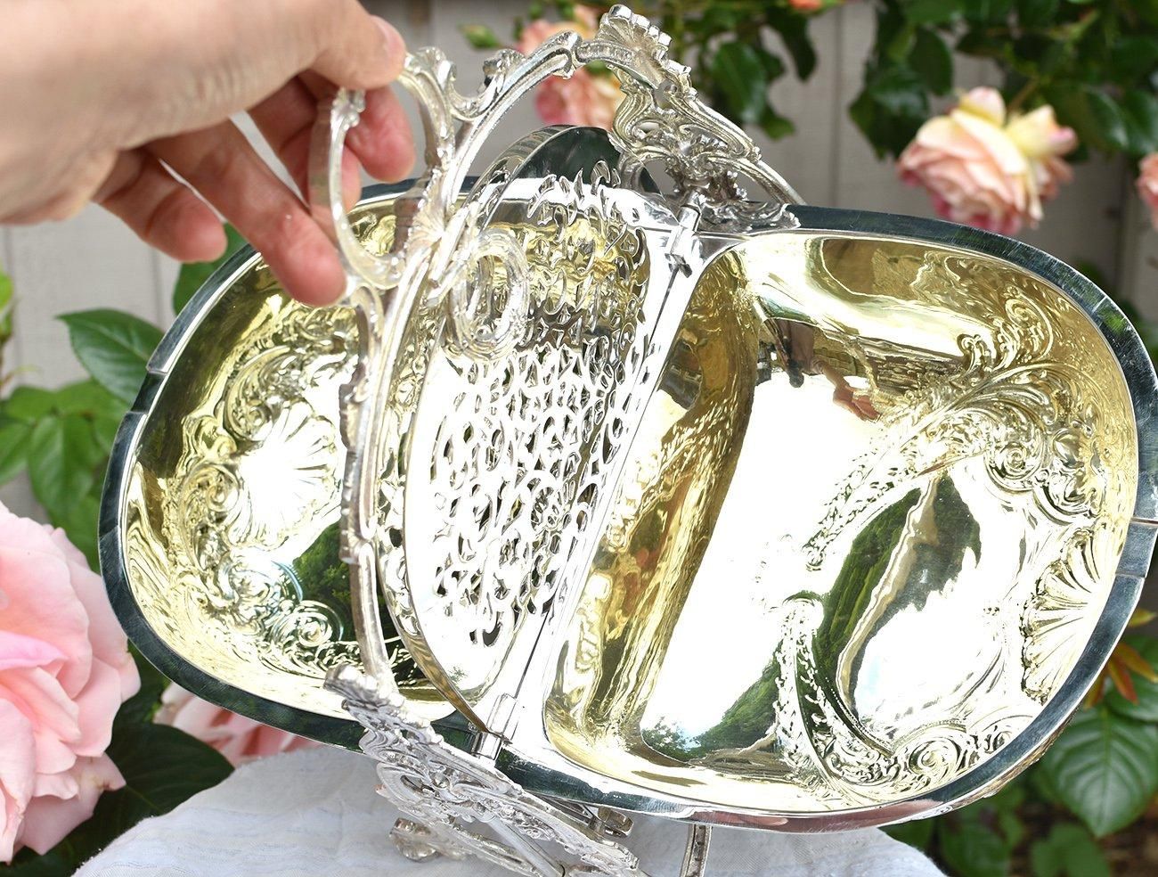 英国アンティーク銀器【シルバープレート】美装飾 ビスケット