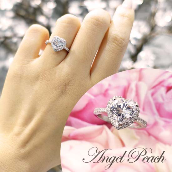 即納可能☆人工ダイヤモンド】 ハートシェイプ2CTリング - 人工