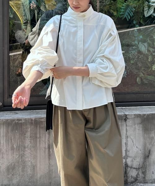 Audrey and John Wad - スタンドカラータックスリーブブラウス （L1105