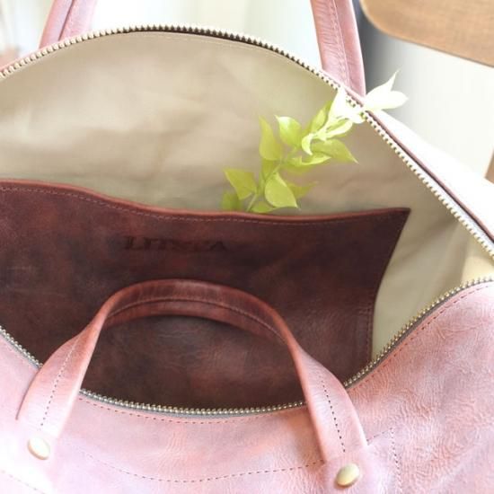 ワックスレザー 2wayボストンバッグ / レッドブラウン - 革コイン