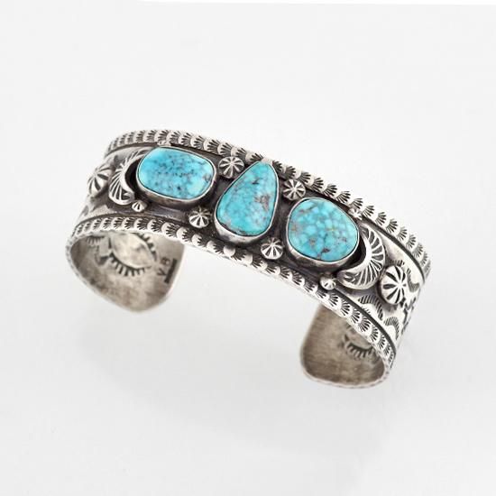 希少】Navajo Victor Begayトリプルターコイズカフブレスレット 希少