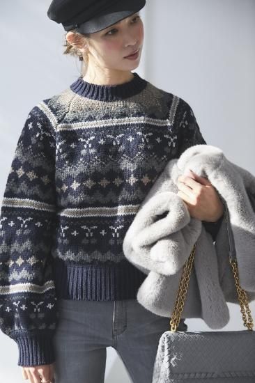 チェリージャガードニット(ネイビー) - seventen