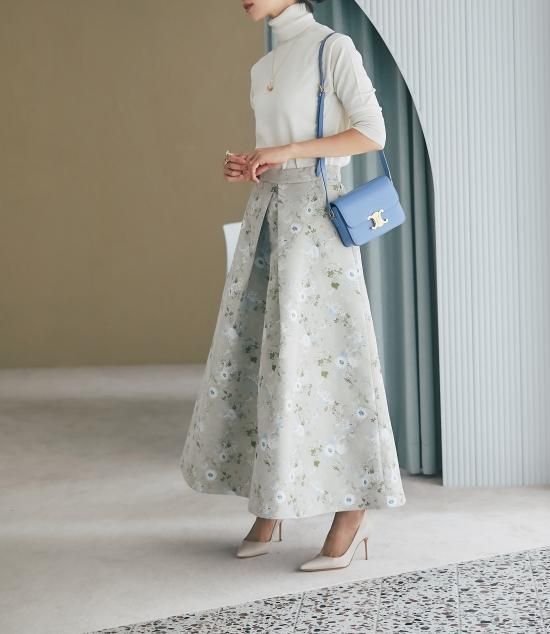 シノワズリジャガードスカート(ライトベージュ) - seventen