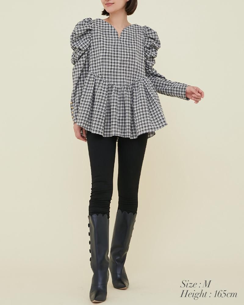 ハートブラウス(チェック) - seventen
