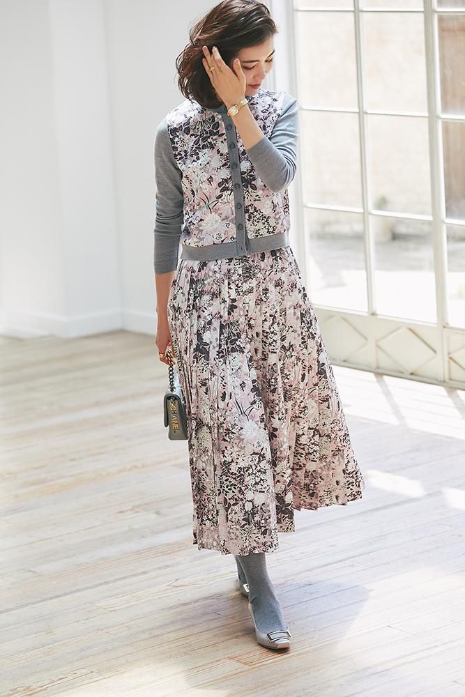 プリントプリーツスカート(ピンク) - seventen