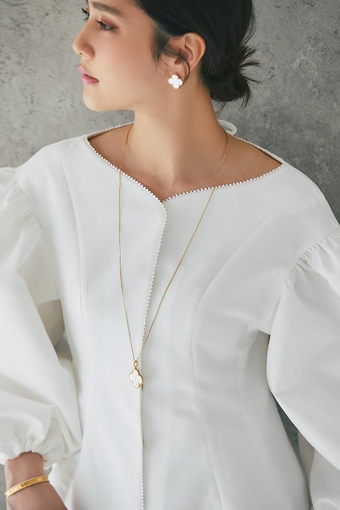 20％off】ハートネックパフブラウス(ホワイト) - seventen