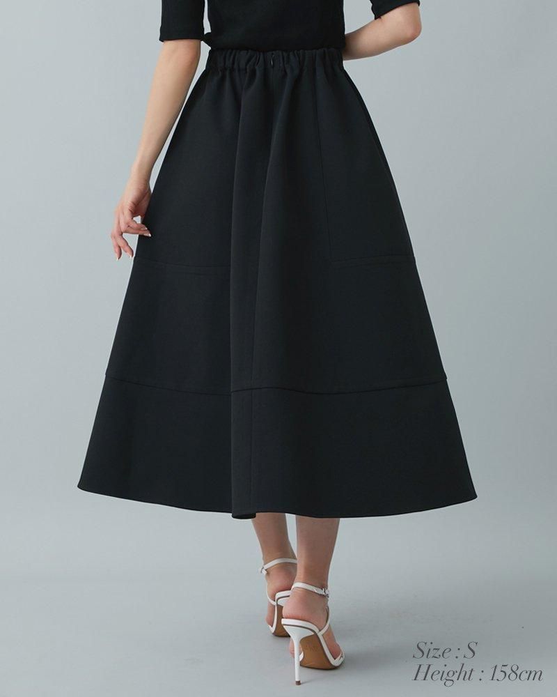 オーガンジーモチーフスカート(ブラック×ホワイト) - seventen