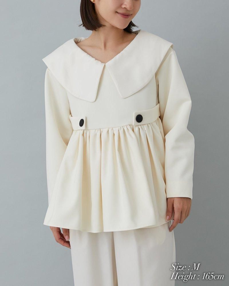 30％off】ビッグカラーブラウス(オフホワイト) - seventen