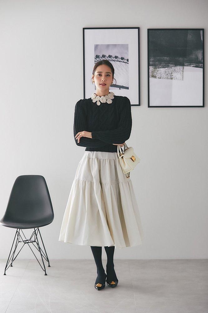 ソフトボーンタフタスカート(オフホワイト) - seventen