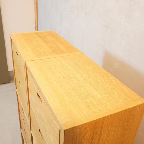 人気の無印良品(MUJI)のオーク材 3段・2列スタッキングシェルフ/引出し