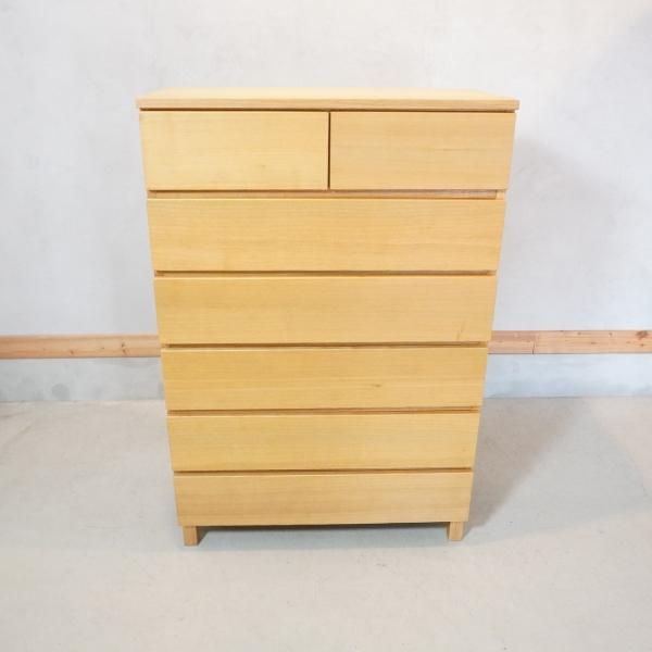 稀少な無印良品(MUJI)の木製チェスト6段ワイド・タモ材です