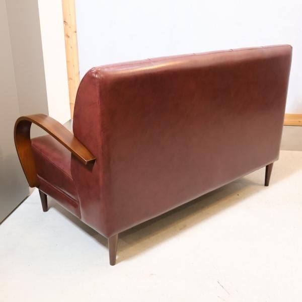 B-COMPANYクールベ 合成皮革 2人掛けソファ ミッドセンチュリー B