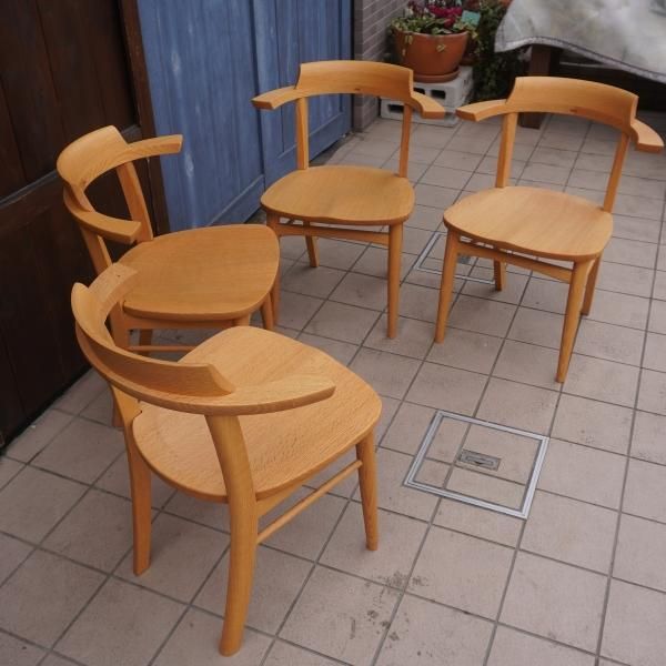 柏木工「ソフィー」 アームチェア 座面低め ダークブラウン ナラ材 2脚