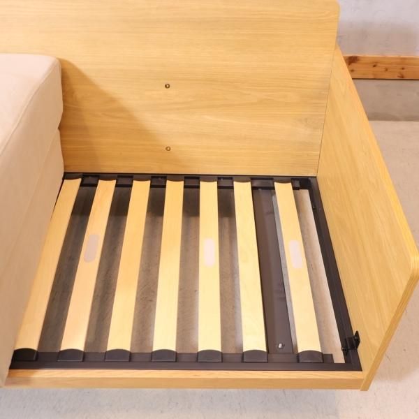 人気の無印良品(MUJI)のオーク材 2人掛けソファーです♪板と脚でできた