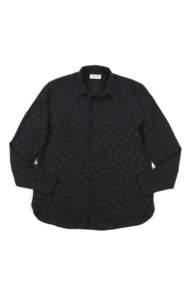 SAINT LAURENT (サンローラン) SHIRT IN DOTTED SHINY AND MATTE SILK