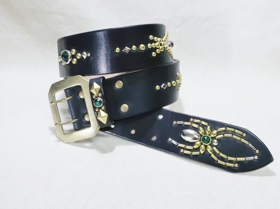 スタッズベルト/サドルレザー/スパイダー/ダイヤモンドパイソン