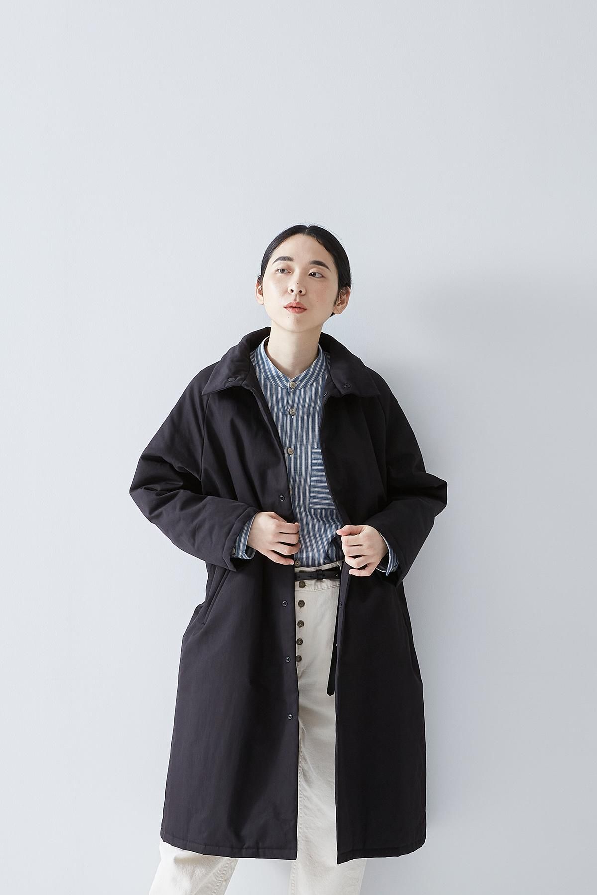 cotton nylon batting coat / black - atelier naruse｜Online store