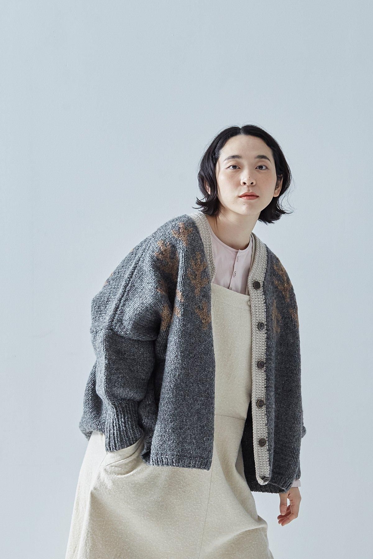DARUMA × atelier naruse｜hand knitted roving outer cardigan ~bosco