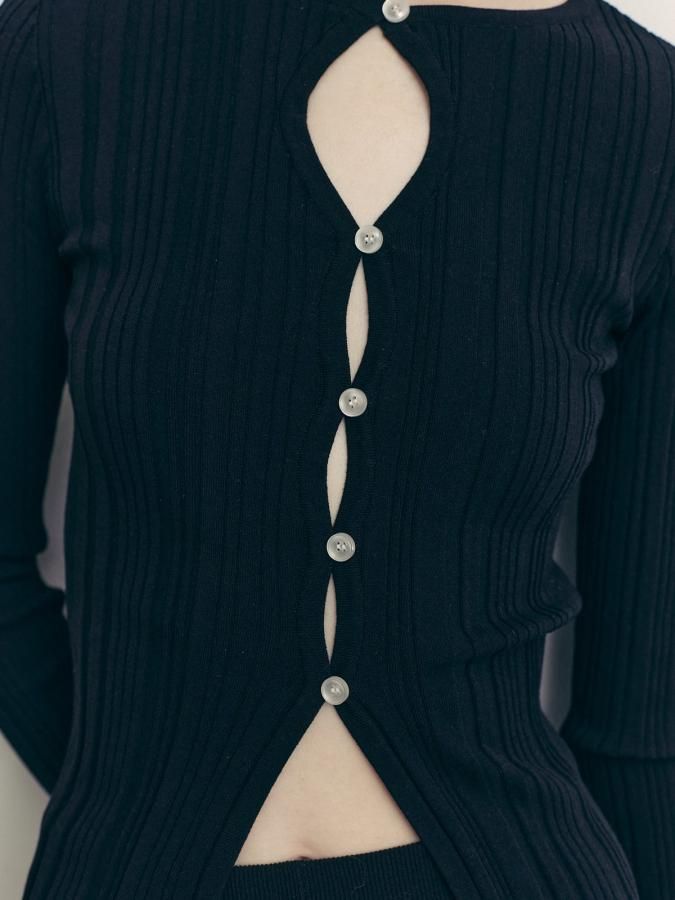Front Wave Rib Cardigan - ROSARYMOON OFFICIAL WEB STORE
