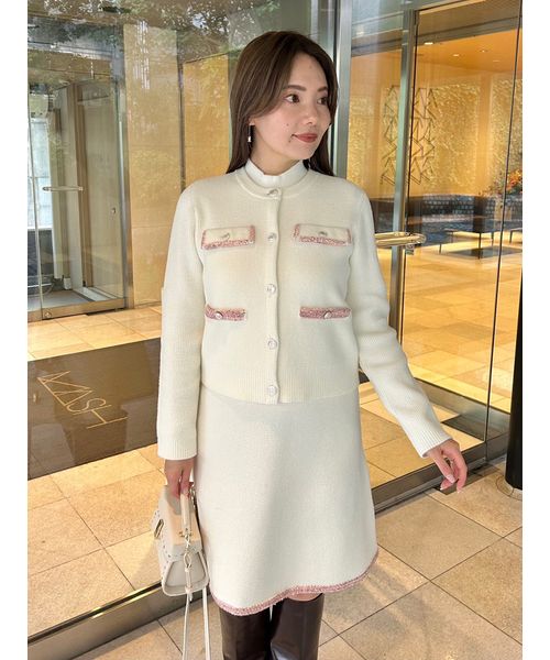 USAGI ONLINE・ZOZO限定カラー】トリムミニニットワンピースセット