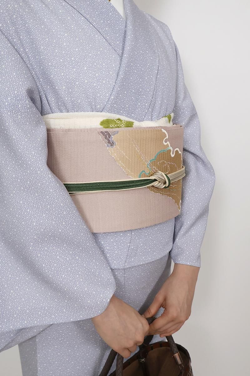 J-3056】衿秀製 帯締め 綾竹組 深緑色系×グレージュ系 二色暈かし