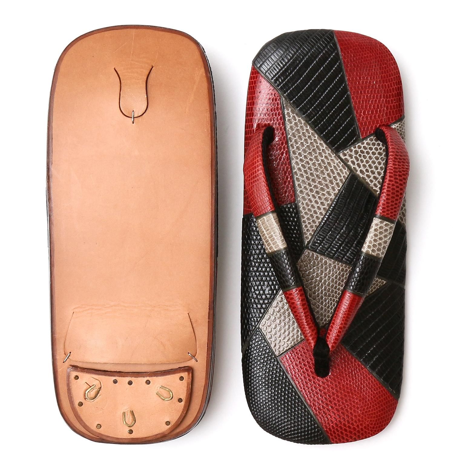 トカゲ雪駄 パッチワーク レッド - 雪駄・草履・下駄の通販なら草履本舗