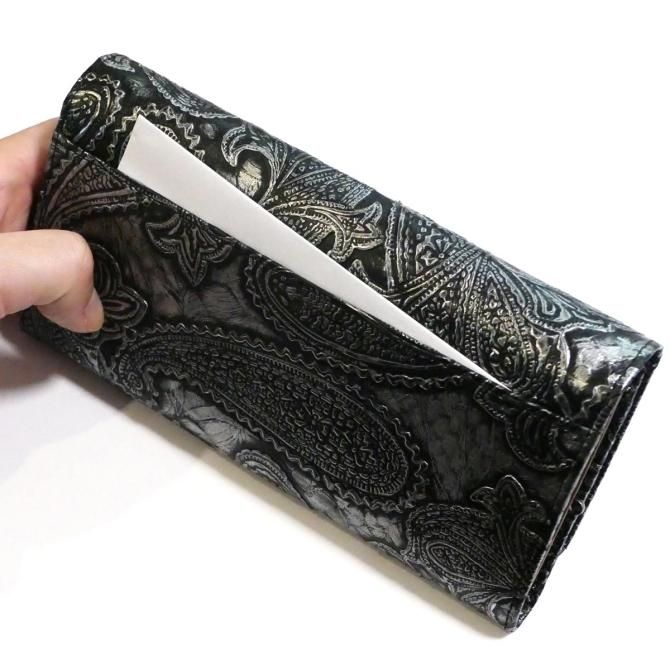 がま口 長財布 かぶせ型 / 本革 パイソン革 ダイヤモンドパイソン