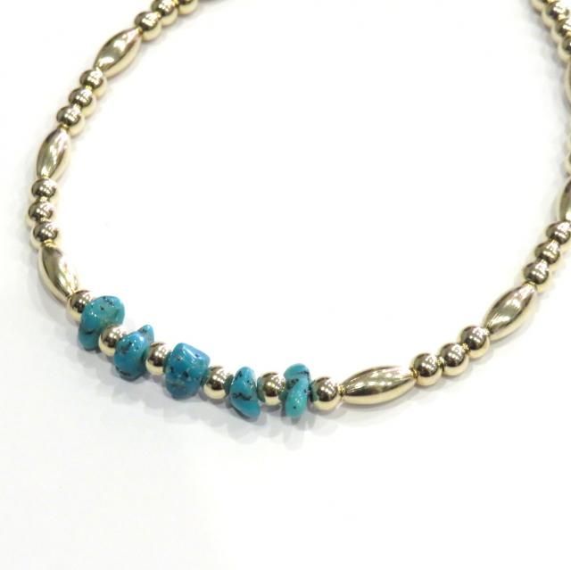 ビンゴブラザーズ ターコイズ×14KGFゴールドビーズ ブレスレット