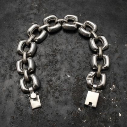 ヴィンテージ シルバー オニキス チェーン ブレスレット【TAXCO MEXICO