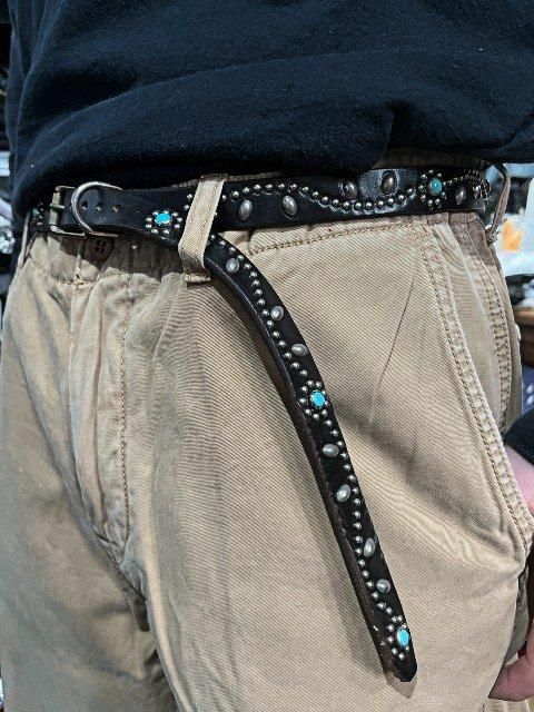 HTCエイチティーシーナローベルトNarrow Studs Belt ターコイズ black