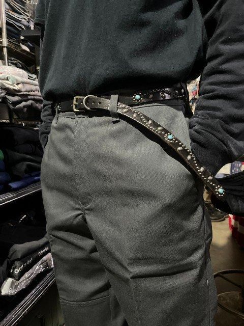 HTCエイチティーシーナローベルトNarrow Studs Belt ターコイズ black