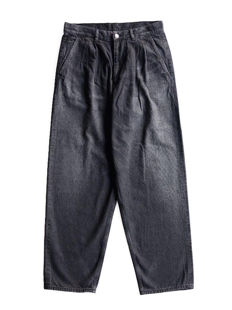 Graphpaper / SELVAGE DENIM TWO TUCK TAPERED PANTS (BLACK DARK FADE