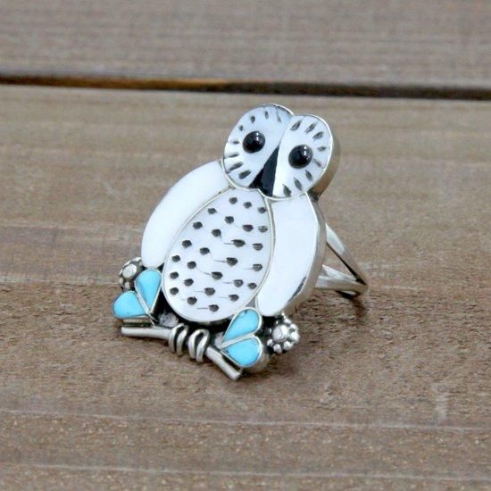 ZUNI ズニ族｜インレイ キャラクター リング REGINA KALLESTEWA作 15号