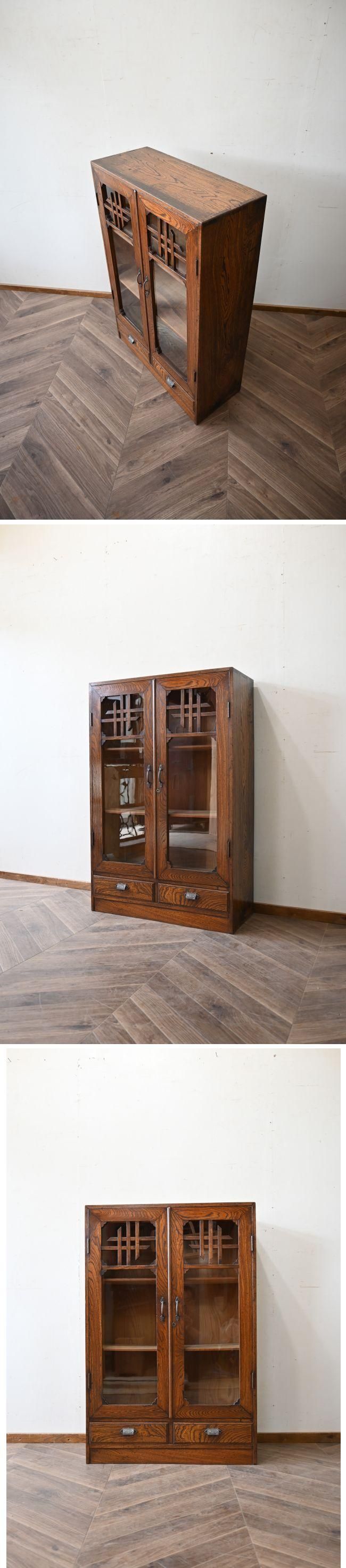 引き出し2杯ガラス扉収納棚 - SANNPO古道具店