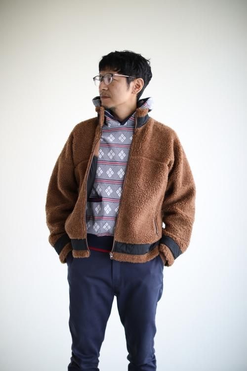 unfil(アンフィル) 【MENS】wool pile boa fleece full zip jacket