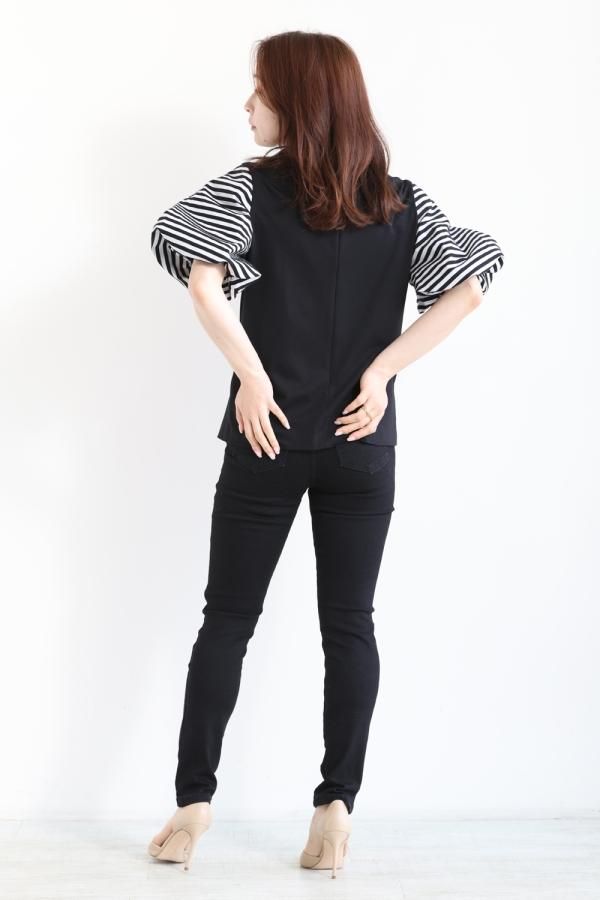 BORDERS at BALCONY(ボーダーズアットバルコニー) PUFF SLEEVE TEE