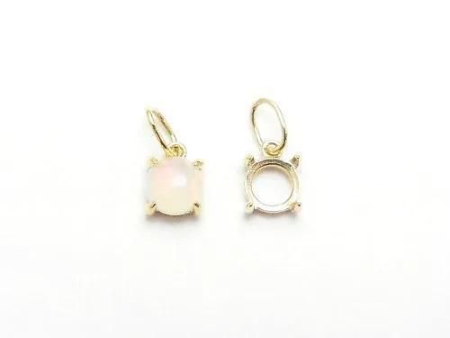 K10 Yellow Gold】 ペンダント空枠（爪留め） ラウンド カボション4mm
