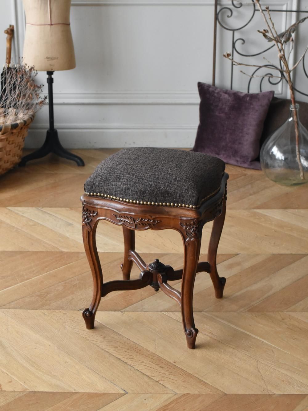 フランスアンティーク家具 ファブリックスツール.6 アンティークスツール