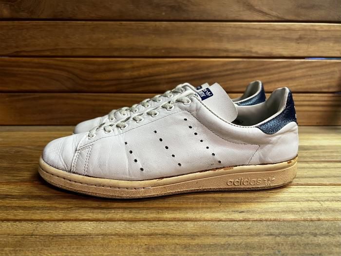 adidas,80s,MADE IN FRANCE,STAN SMITH ,OX,TENNIS,WHITE NAVY,UK8,USED