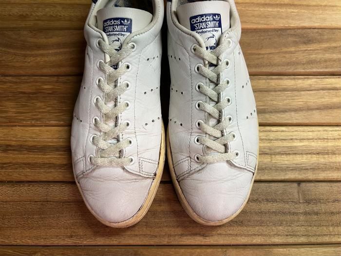adidas,80s,MADE IN FRANCE,STAN SMITH ,OX,TENNIS,WHITE NAVY,UK8,USED