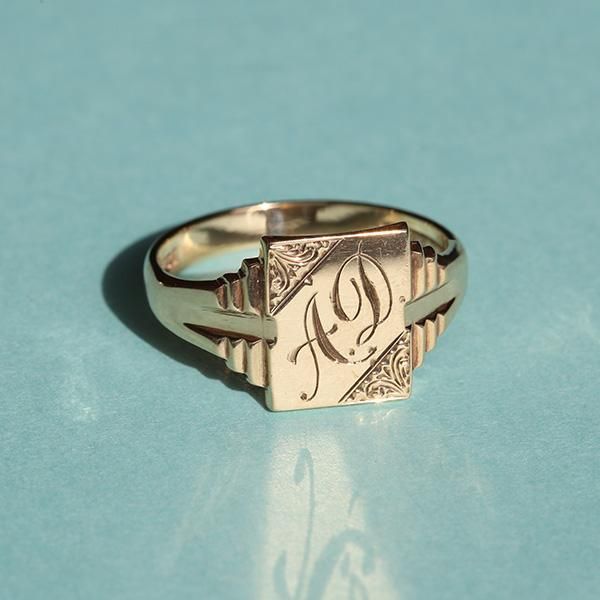 VINTAGE 英国 1950s J.C.M&S.LTD 9CT/9K GOLD シグネットリング JP23.5