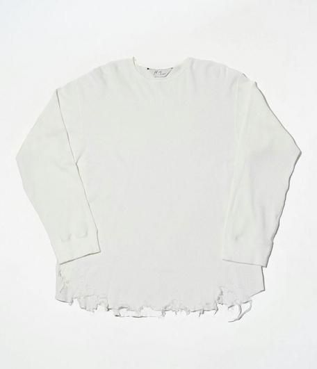 ANCELLM DAMAGE WAFFLE CREW LS T-SHIRT [WHITE] - Fresh Service