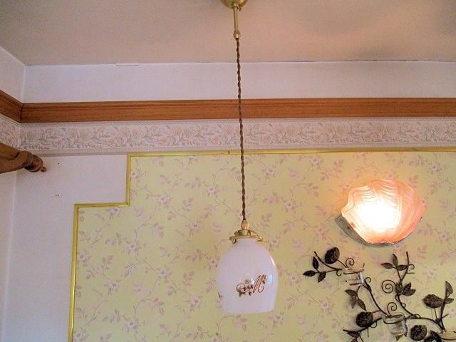 マニーレール・ドゥ・ロココ ナツメ型ガラスシェード&コードペンダント