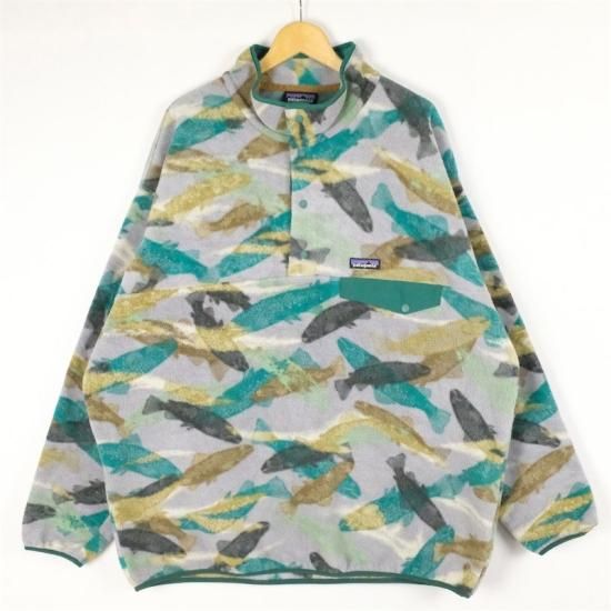 古着 大きいサイズ 16s パタゴニア 魚柄 シンチラ スナップT フリース