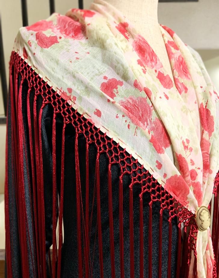 新作☆春カラー☆赤 フラメンコ用花柄シージョ コレクション 新作☆春