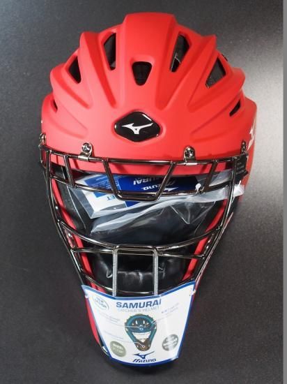 ○USAミズノSamuraiG4 赤○硬式用ホッケー型キャッチャーマスク