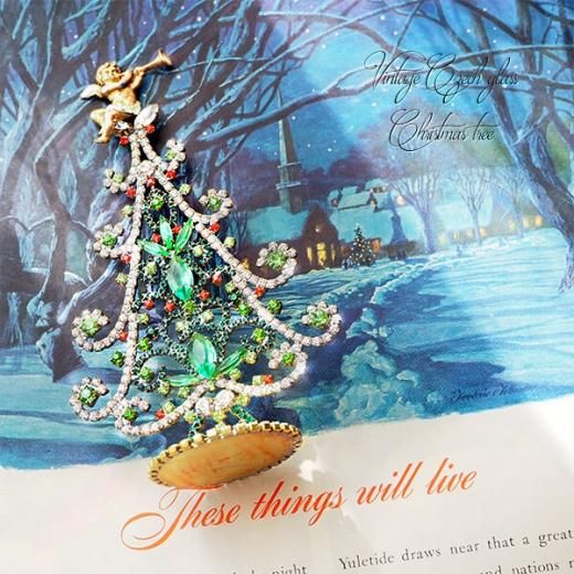 ビンテージ/チェコガラス/クリスマスツリー/TABOO/チェコツリー