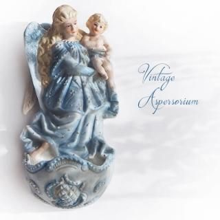 送料無料】フランス 蚤の市より アンティーク 聖水盤 （淡いブルー