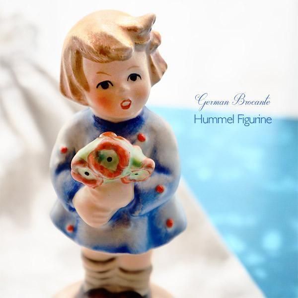 ドイツ ヴィンテージ 陶器人形 花束を持つ少女 フンメル人形 フィギュ